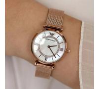EMPORIO ARMANI WOMENS WATCH STAINLESS STEEL MESH BAND WITH WHITE DIAL AR11320