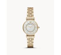 EMPORIO ARMANI WOMENS WATCH YELLOW GOLD STRAP & WHITE DIAL GENUINE AR1907 NEW