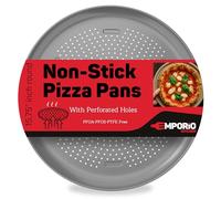Emporio Kitchen Non-Stick Pizza Pan 1 Pack - 16 Inch Round Carbon Steel Pizza Tray with Perforated Holes, PFOAPFOSPTFE-Free, Dishwasher & Oven Safe Up to 450°F, Durable Nonstick Silver Coating