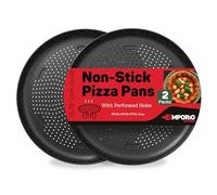 Emporio Kitchen Non-Stick Pizza Pan 2 Pack - 16 Inch Round Carbon Steel Pizza Tray with Perforated Holes, PFOAPFOSPTFE-Free, Dishwasher & Oven Safe Up To 450°F, Durable Nonstick Gray Marble Coating