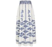 Emporio Sirenuse Camille Embroidered Cotton-poplin Maxi Skirt - White And Blue - 44 (UK12 / M)