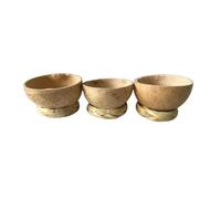 EMPORION Mezcal Jicaras Set of 3 Hand-carved Artisan Copitas from Mexico with Natural Fiber Carrizo Base for Mezcal and Tequila (2 Oz), Brown