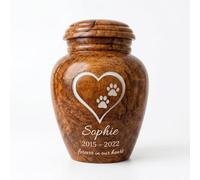 Emporium Crafts Personalized Wooden Urn - Resin Inaly Paw Engraved Urns for Dog Ashes - Custom Cremation Urns - Memorial Keepsake Urn - Pet Urn