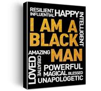 Empowering Black Man Wall Decor - I Am a Black Man Motivational Poster for Home & Office(Framed,16x24inch(40x60cm))