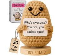 Empowering Gift for Strong Women - Funny Positive Potato Crochet Doll with 30 Badass Daily Affirmation Cards for Friend, BFF, Small Birthday Gifts for Coworker - Inspirational Presents for Mothers Day