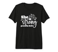 Empowering Quote She is Strong Floral Typography Design Premium T-Shirt