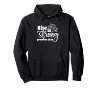 Empowering Quote She is Strong Floral Typography Design Pullover Hoodie