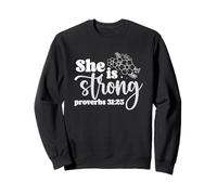 Empowering Quote She is Strong Floral Typography Design Sweatshirt