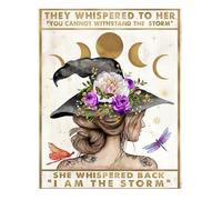 Empowering Quote Wall-Art - They Whispered to Her You Cannot Withstand The Storm, Witch Motivational for Women, Wiccan Pagan Home Decor, Witchy Room Decor Inspiration(Unframed,12x18inch(30x45cm))