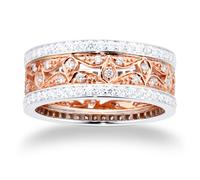 Empress 18ct White & Rose Gold 0.95cttw Diamond Eternity Ring - Ring Size L