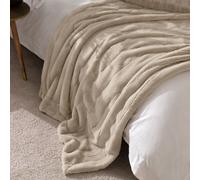 Paoletti Empress Faux Fur Throw - Soft Elegant Heavyweight Minimalist Décor Blanket for Bed or Sofa (Oatmeal - 140x200cm)