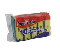 Super Bright Sponge Scourers Pack of 10 in White | Charlies