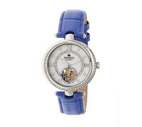 Empress Stella Automatic Semi-Skeleton MOP Leather-Band Watch - Purple/White