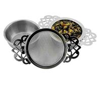 Empress Tea Strainers with Drip Bowls (2-Pack); Elegant Stainless Steel Loose Leaf Tea Strainers