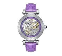 Empress Theodora Automatic Leather-Band Watch - Silver/Purple