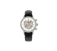 Empress Women's Beatrice Automatic Skeleton Dial Leather-Band Watch with Day & Date in Silver Empress Silver One Size
