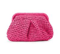 Emprier Women Cloud Straw Clutch Bag Straw Shoulder Bag Summer Beach Shoulder Bag, Red Pink, One Size