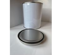 Empty 1 Litre Plain White Lever Lid Tin with Silver Metal Lid, x 10 units per box, Dimensions: 108mm x 131mm for decanting and storage of paint