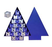 Empty Advent Calendar, 24-grid Blue Tree DIY Advent Calendar | Fill with tiny treasures, festive tree design, ideal for family holiday fun, reusable craft decor