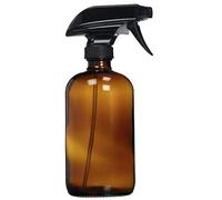 Empty Amber Glass Spray Bottle - Large Capacity 16oz 500ml Refillable Container Durable Black Trigger Mist Sprayer Great for Essential Oils Homemade Cleaning Products Aromatherapy