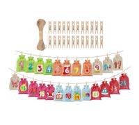 Empty Bags - Christmas Countdown Reusable 24 Days | Empty Drawstring Bags & Numbers | For Adults Family Friends Candy Chocolate Toys Birthday