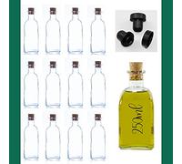 Empty Bottles 250ml Wine Bottle Liquor Bottle Oil Bottle Glass Vinegar Bottle, 0.25 Liter, Cork Bottle (12 Pack)