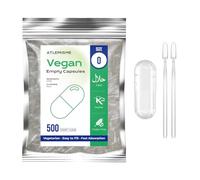 Empty Capsules Size 0 500 Count,Clear Empty Vegan Capsules Kosher,Halal and Non GMO Certified for DIY Supplements.Hypoallergenic Veggie Capsules Empty with 2 Spoons,Adapted to The Capsule Filler