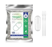 Empty Capsules Size 00 100 Count,Clear Empty Vegan Capsules Kosher,Halal and Non GMO Certified for DIY Supplements.Hypoallergenic Veggie Capsules Empty with 2 Spoons,Adapted to The Capsule Filler