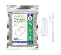 Empty Capsules Size 00 500 Count,Clear Empty Vegan Capsules Kosher,Halal and Non GMO Certified for DIY Supplements.Hypoallergenic Veggie Capsules Empty with 2 Spoons,Adapted to The Capsule Filler