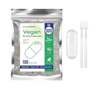 Empty Capsules Size 000 100 Count,Clear Empty Vegan Capsules Kosher,Halal and Non GMO Certified for DIY Supplements.Hypoallergenic Veggie Capsule Empty with 2 Spoons,Adapted to The Capsule Filler