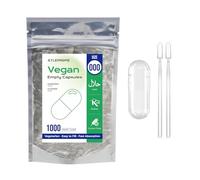 Empty Capsules Size 000 1000 Count,Clear Empty Vegan Capsules Kosher,Halal and Non GMO Certified for DIY Supplements.Hypoallergenic Veggie Capsules Empty with 2 Spoons,Adapted to The Capsule Filler