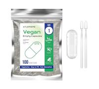 Empty Capsules Size 1 100 Count,Clear Empty Vegan Capsules Kosher,Halal and Non GMO Certified for DIY Supplements.Hypoallergenic Veggie Capsules Empty with 2 Spoons,Adapted to The Capsule Filler