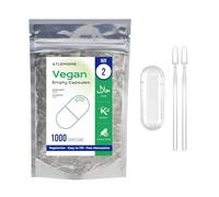 Empty Capsules Size 2 1000 Count,Clear Empty Vegan Capsule Kosher,Halal and Non GMO Certified for DIY Supplements.Hypoallergenic Veggie Capsules Empty with 2 Spoons,Adapted to The Capsule Filler