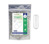 Empty Capsules Size 2 5000 Count,Clear Empty Vegan Capsules Kosher,Halal and Non GMO Certified for DIY Supplements.Hypoallergenic Veggie Capsule Empty Adapted to The Capsule Filler