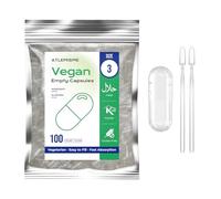 Empty Capsules Size 3 100 Count,Clear Empty Vegan Capsules Kosher,Halal and Non GMO Certified for DIY Supplements.Hypoallergenic Veggie Capsule Empty with 2 Spoons,Adapted to The Capsule Filler