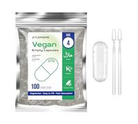 Empty Capsules Size 4 100 Count,Clear Empty Vegan Capsule Kosher,Halal and Non GMO Certified for DIY Supplements.Hypoallergenic Veggie Capsules Empty with 2 Spoons,Adapted to The Capsule Filler