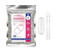 Empty Capsules Size 5 100 count,Small Clear Empty Gelatin Capsules Kosher,Halal and Non GMO Certified for DIY Supplements.Hypoallergenic Gel Capsule Empty with 2 Spoons,Adapted to The Capsule Filler