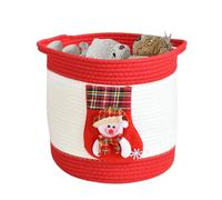 Empty Christmas Baskets - Rope Basket for Christmas Laundry | Festive Container | for Laundry Adults and Children Holidays Chocolate Snacks Sweet Fruits