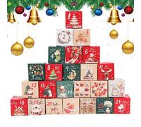 Empty Christmas Countdown Boxes | 24 Days Calendar for Christmas - Numbered Decoration for Nougat, Jewelry, Small Toys, Chocolate, Candy and