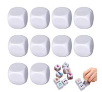 Empty Dice, Empty Dice - 10 x White Blocks Acrylic Dice | Six Sided Writing on White Dice for Embroidery Numbers Building Blocks for Counting Mathematics