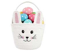 Empty Easter Bunny Basket with Handle - Kids Infant Baby Easter Gift Basket for Toddler Boys Girls (white rabbit)