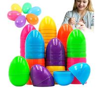 Empty Easter Eggs, PVC Material | Pack of 50, 2.36 x 1.57 Inches, Random Colors, 0.25 kg, Semi-Open Fillable Shells for Basket Filling, Candy, Toys and