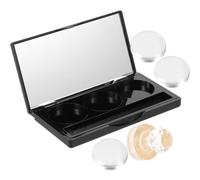Empty Eyeshadow Palette Black Rectangle 3 Slot Makeup Tray with Mirror
