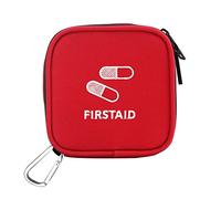 Empty First Aid Bag, Small First Aid Pouch Empty First Aid Storage Bag with Carabiner and Elastic Mesh Pockets for Home Office Travel Camping Hiking