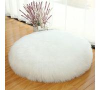 Empty Floor Cushion Seat Cover Large Floor Cushion Sitting Fluffy Floor Cushion Cover Faux Fur Fluffy Oversized Seat Pad for Adults Large 24 Inch,White (Round 24 Inch)