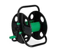 Empty Garden Hose Reel Trolley Holds 30m Portable Steel Frame Black Green