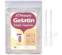 Empty Gelatin Capsules Size 0 Pure Bovine Capsule Shells 100 Count Easy Fill Halal Certified for Supplements Dry Powder Filling Home Use with 2 Micro Spoons