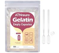 Empty Gelatin Capsules Size 0 Pure Bovine Capsule Shells 500 Count Easy Fill Halal Certified for Supplements Dry Powder Filling Home Use with 2 Micro Spoons