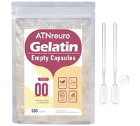 Empty Gelatin Capsules Size 00 Pure Bovine Capsule Shells 100 Count Easy Fill Halal Certified for Supplements Dry Powder Filling Home Use with 2 Micro Spoons