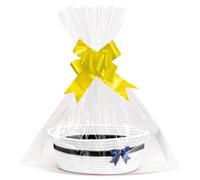 Empty Gift Basket, Braided Basket for Gifts with Gift Bags and Ribbons, Storage Basket, Empty Gift Basket, for Birthday, Wedding, Baby Shower, Thanksgiving, Easter, Christmas (Black White)